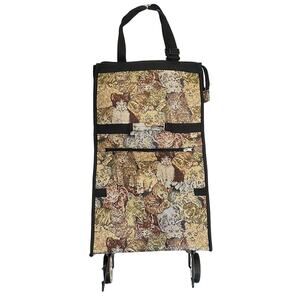 Vintage Cat Lovers Tapestry Shopping Travel Fold Up Rolling Tote Collapsible Bag
